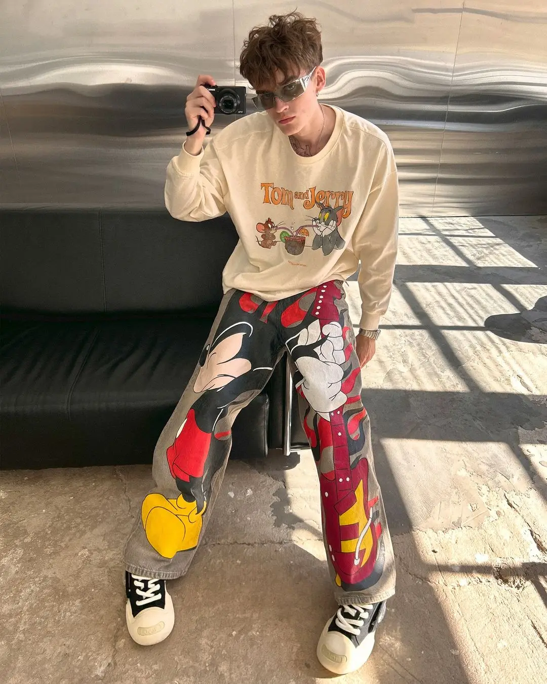 Harajuku Rockstar Mouse Graphic Wide Leg Jean Fashion Y2k Style Streetwear Denim mens Jeans Couples High Waist Pants 3