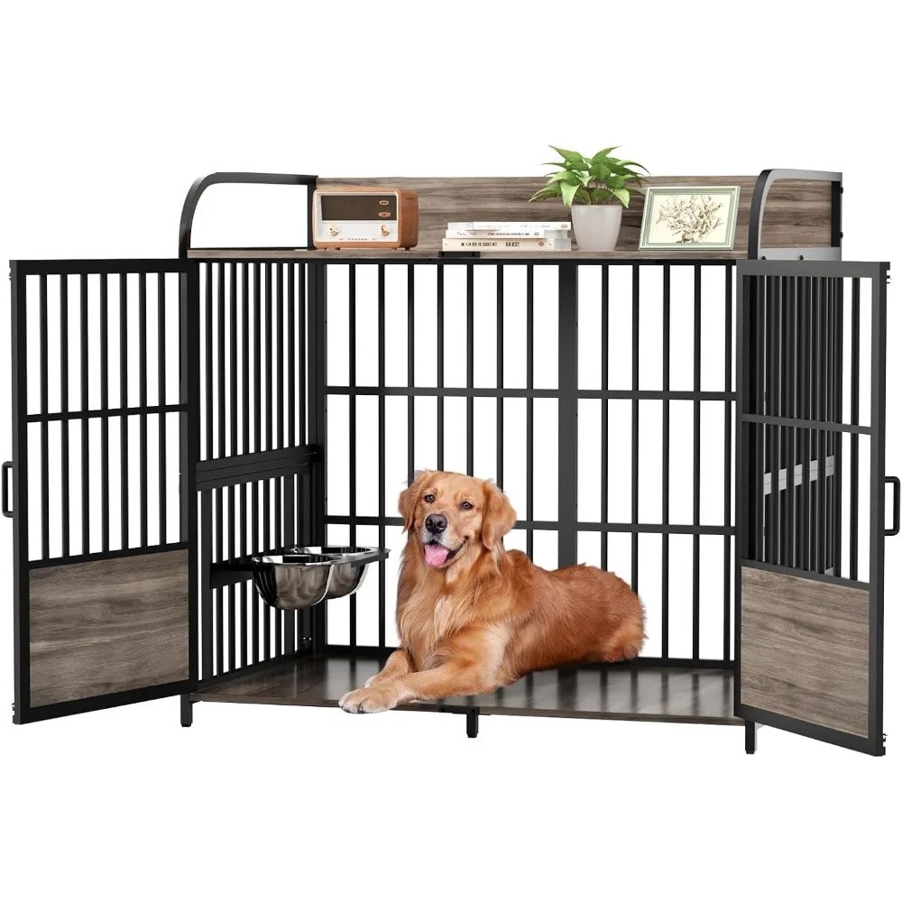 XL Large Dog Crate Furniture Indoor Kennel With Bowls - view 1