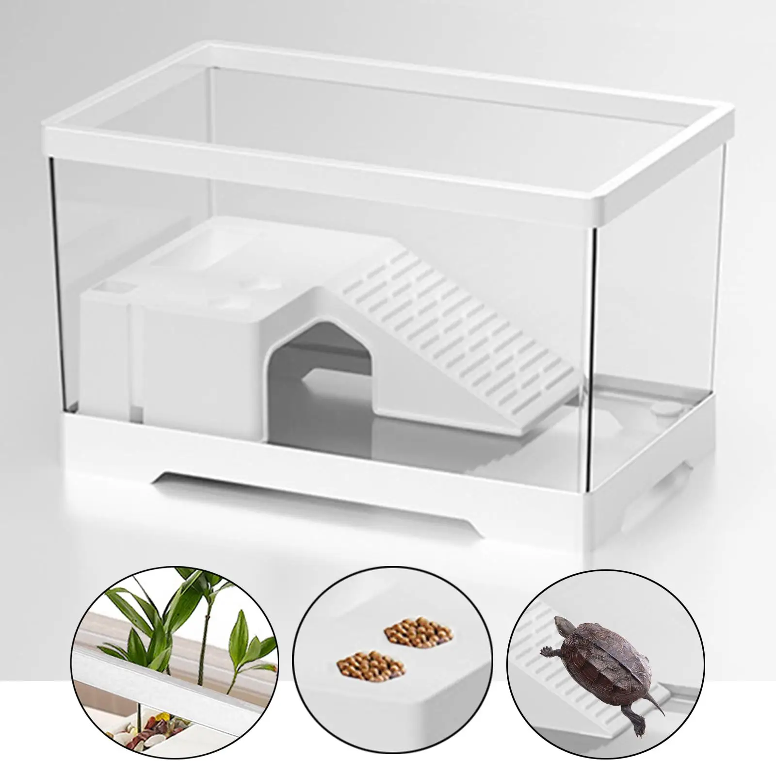 Transparency Turtle Tank Breed Feed Area Cage Reptile Habitat Turtle Tank Bottom Drainage Enclosure Starter Indoor Decor turtle tank enclosure