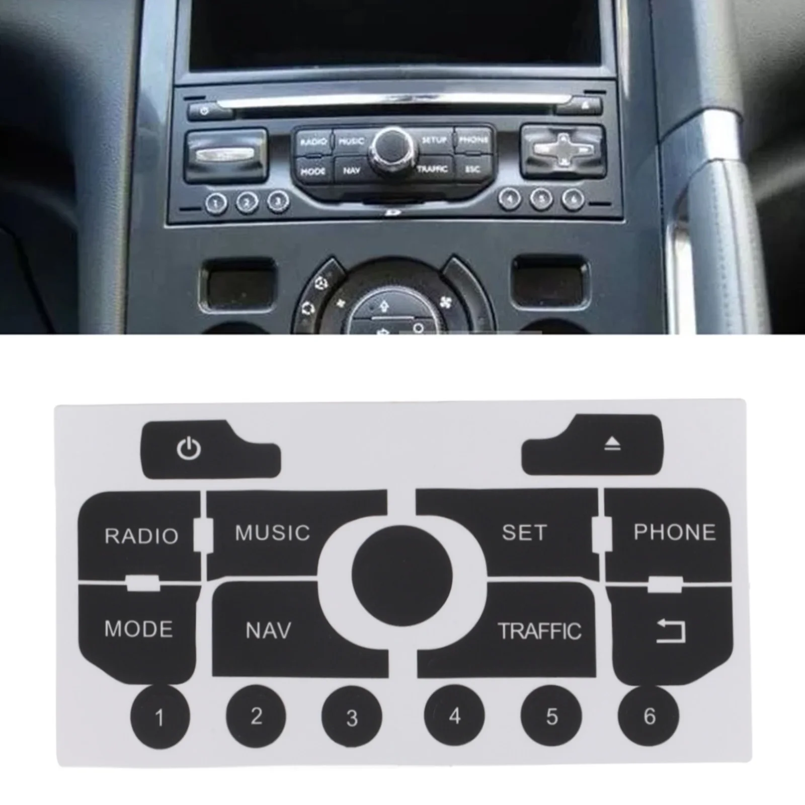 Autocollant Réparation Bouton Radio Peugeot 3008 308 - PVC Noir - Pour Panneau Commande Audio/navigation - Améliore L'apparence Usée