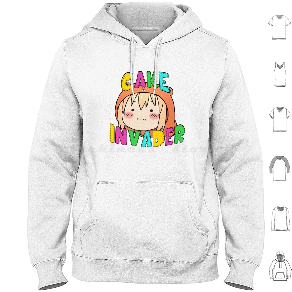 Himoto! Umaru-Chan Chibi-Cake Invader Felpe Con Cappuccio Torta A Maniche Lunghe Anime Invader Space Invader Cake Invader Himuto Umaru