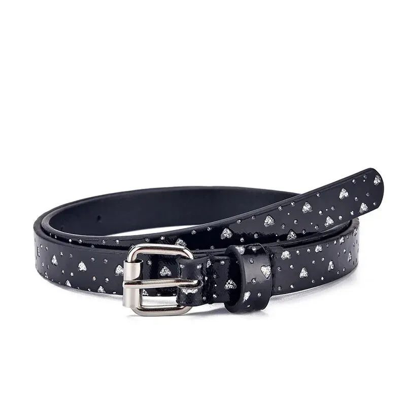 1pc New Children's Belt Fashion Glitter Thin Belt Casual Trend Youth Belt Primary School Boys and Girls' Belts Jeans Short Belt