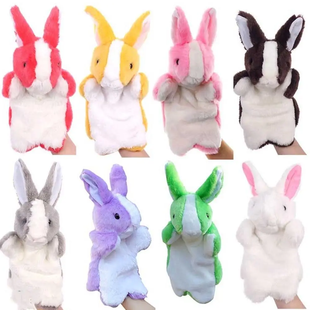 Cute Plush Rabbit Bunny Hand Puppet Stuffed Animal Cartoon Finger Puppet Soft Teaching