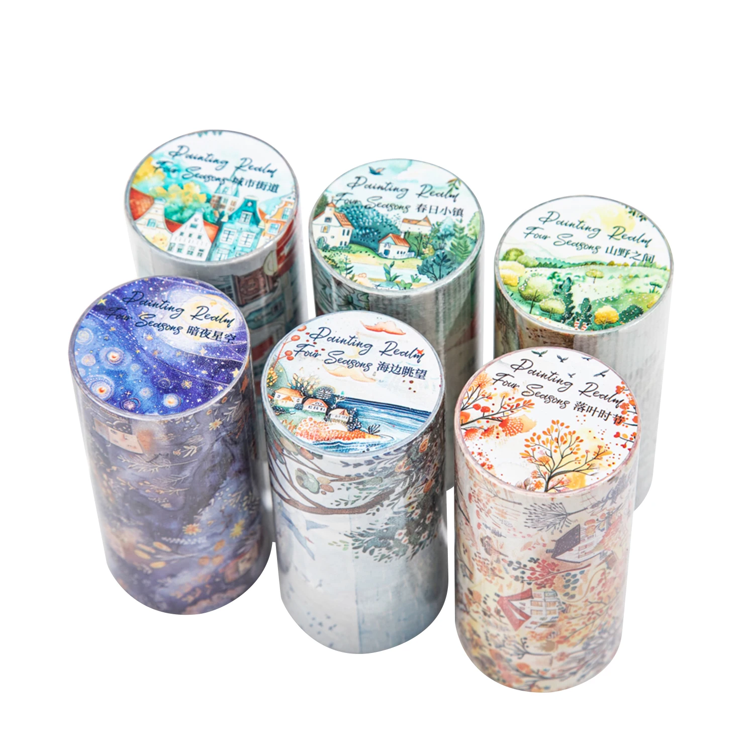 80mm*2m Washi Paper Tapes Four Seasons Scenery Junk Journal Adhesiva Scrapbooking Diary Collage Decoration Stickers Stationery 6