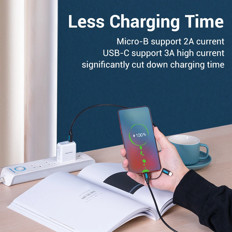 Vention 2-in-1 USB Type C & Micro USB Fast Charging Cable