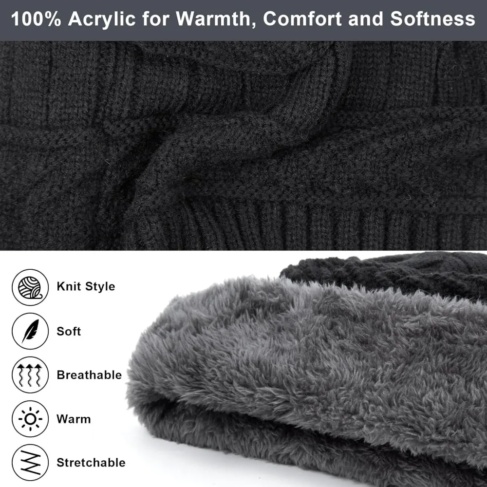 Men's Windproof Hat, Outdoor Winter Scarf, Gloves, Three-Piece Neckline, One Plus Cashmere Insulated Knit Hat Official Website