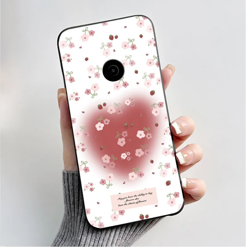 Cute Flower Cartoon Soft Silicone Phone Case – Black Printed Shell Cover