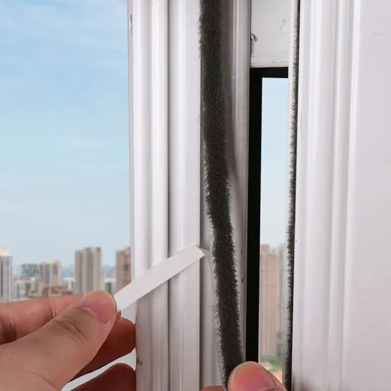 door seal strip 5/10/20M Self-adhesive Wool Sealing Strip Aluminum Alloy Door And Window Insulation Sound Insulation And Collision Prevention