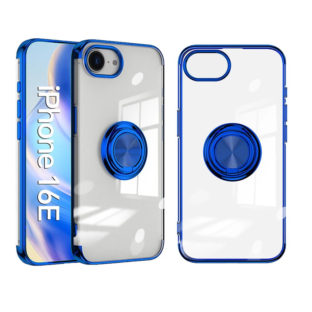 Shockproof Clear Silicone Phone Case with Ring Holder and Magnetic Bracket