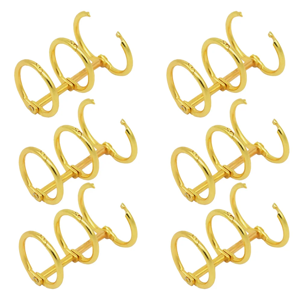 

6 Pcs Metal Binder Clips Three-holes Rings Book Section Iron 3-rings Photo Album