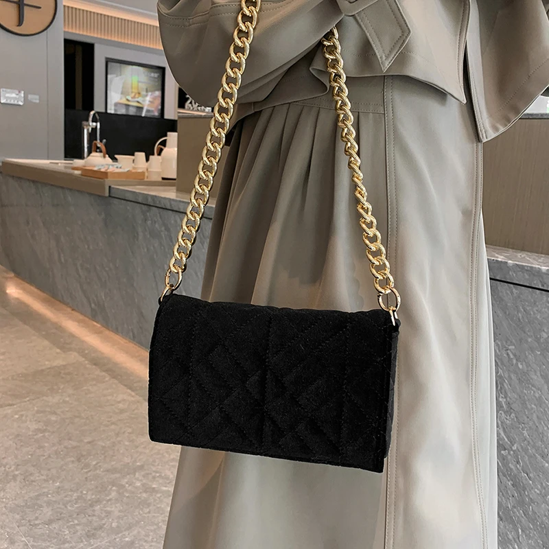 Brand Designer Velet Chain Handbag and Purses for Women Shoulder Bags 2023  Fashion Flap Ladies Crossbody Bags High Quality