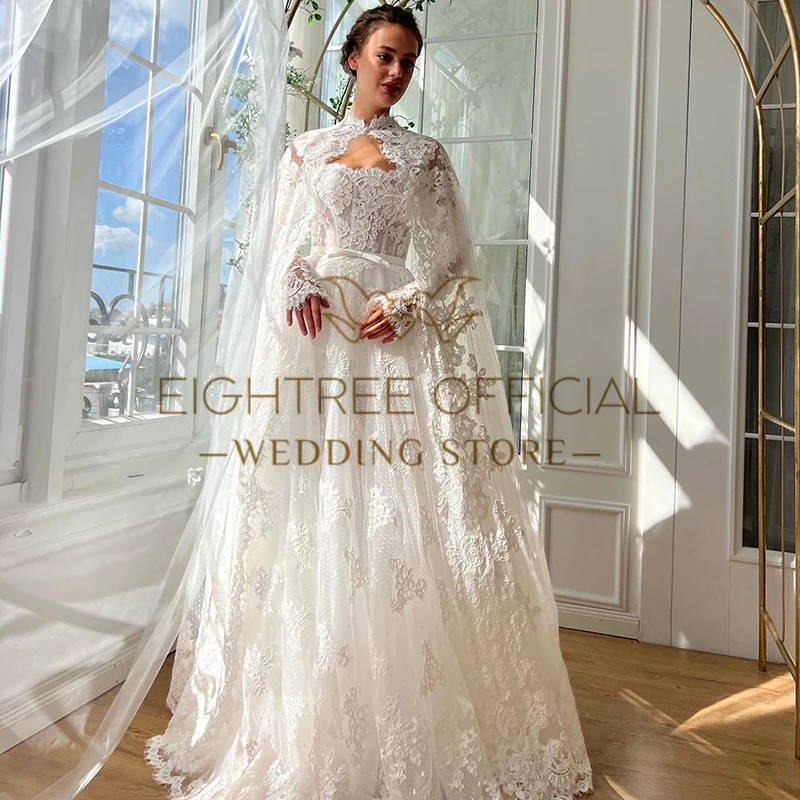 Eightree Elegant A-Line Wedding Dresses 2025 Strapless Applique Lace Long Wedding Gowns Boho Bridal Ball Prom Dress Customized 3