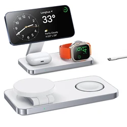 Magnetic 3 - in - 1 Foldable Fast Wireless Charging Station (White)