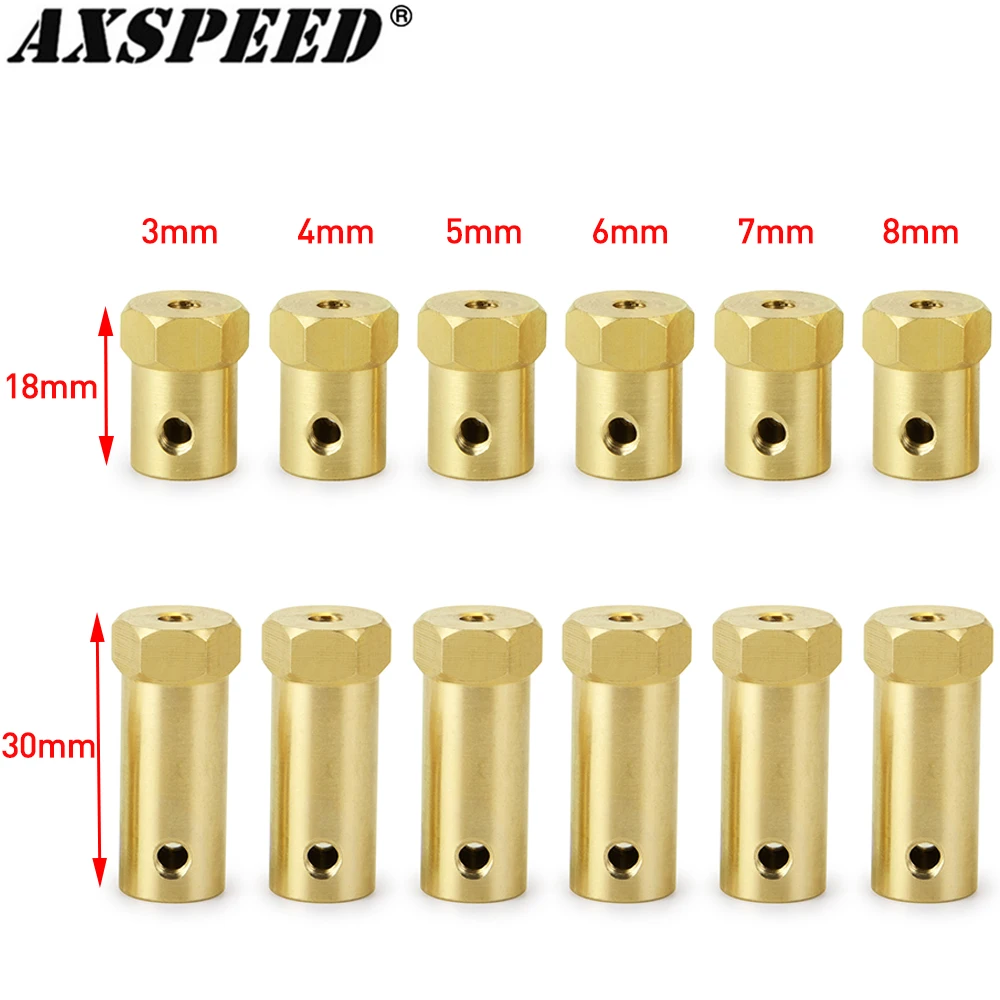 AXSPEED 4PCS 12mm Wheel Hex Coupling Coupler Brass Sleeve Adapter Tire Connector 3/4/5/6/7/8/mm for RC Boat Car Spare Parts