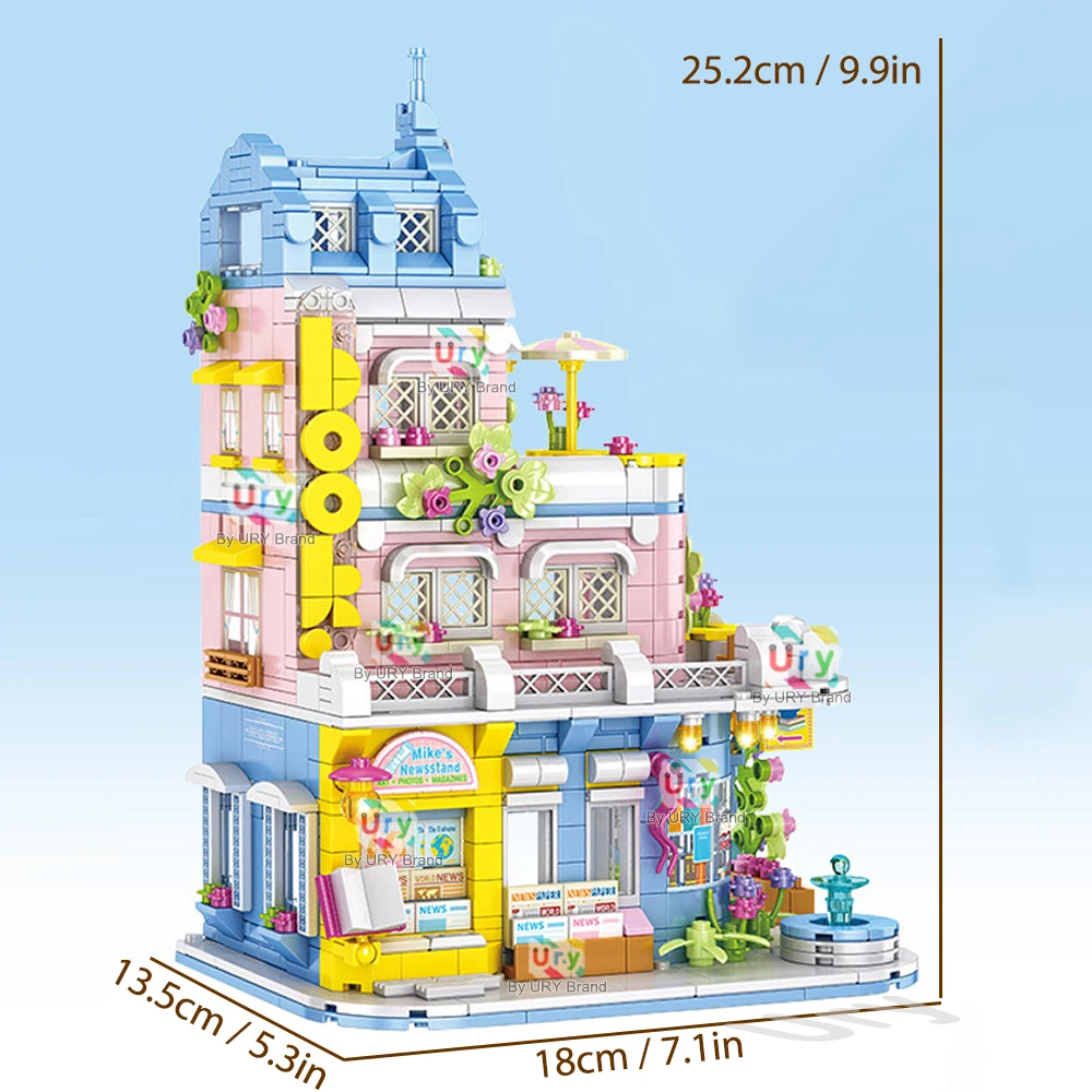 시티 스트리트 뷰 시리즈 프렌즈 하우스 샵 서점 도서관 레트로 DIY 장난감 건축 MOC 블록 어린이 여자아이 선물