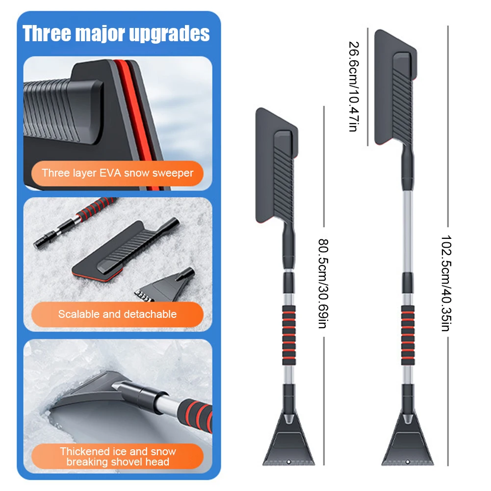 Car Windshield Wiper Snow Removal Brush Removable Snow Shovel Extended EVA Cleaning Tool Broom Cleaning Accessories