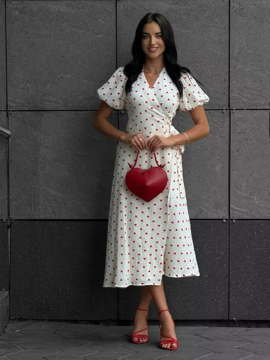 Women's Loose Fit Cotton Blend Maxi Dress with V-Neck & Short Sleeves S300a738e416547b7bd26d06fd3e5c396Y