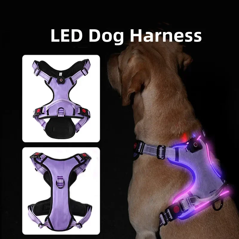 

Harness Safety Glowing Led Dog LED Pet Adjustable Night Luminous USB Light Rechargeable Collar