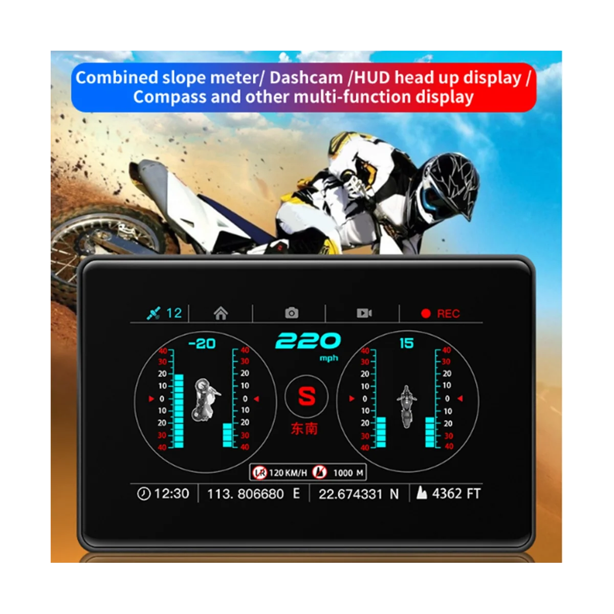 

Touch Screen C20-M Car Vehicle GPS Projector Vehicle Speed Compass Level On-Board Display Alarm 32G