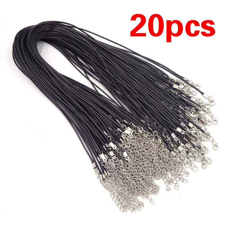 Rope Necklace Waxed Cord Leather Cord 1/5/10/20/50Pcs Waxed Cord Leather Rope Necklace Rope DIY Handmade Lobster Clasp String Cord Chains Jewelry Making Supplies