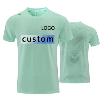 LOGO personalizzato T-shirt da corsa da uomo Fitness Sport Top Camicia da allenamento per palestra Jogging Abbigliamento sportivo casual Camicia sportiva da esterno ad asciugatura rapida