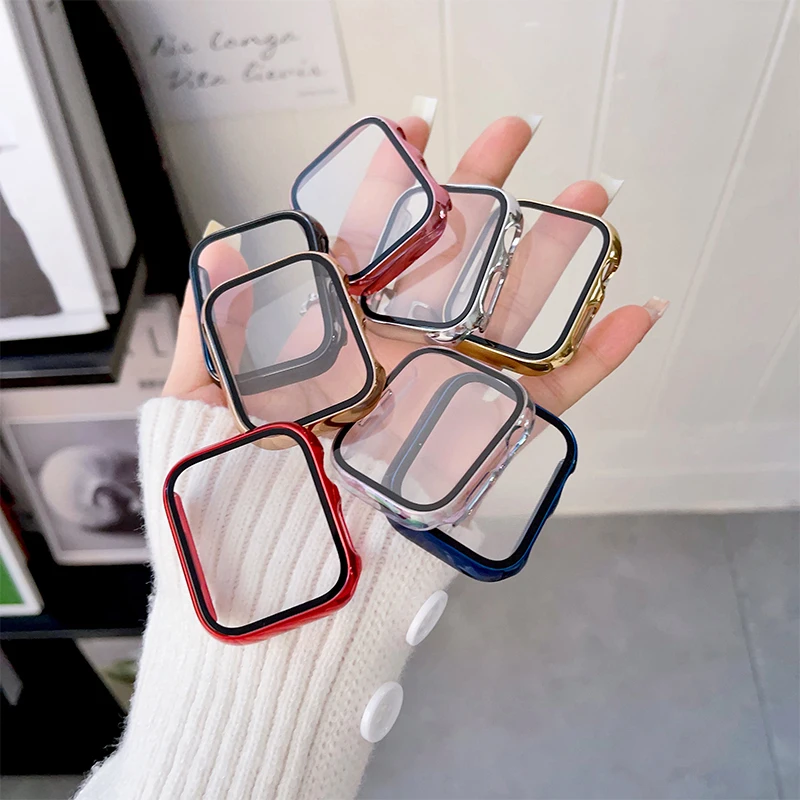 Glass + cover Apple Watch Case series 9-8 7 6 5 4 3 se 44mm 40-42-38-41mm 45mm Bumper Screen Protector apple watch Accessories watch screen protector case,watch accessories,watch screen protector,apple watch screen protector case,watch case,watch protective case,watch cover,watch protective cover,apple watch case,bumper protective case