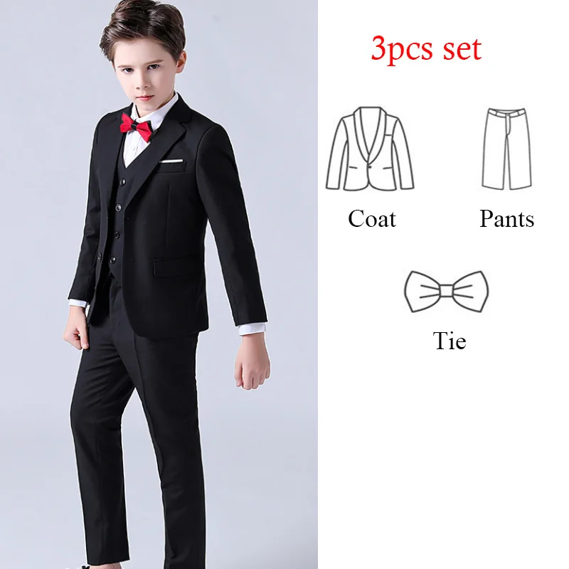 1-14 سنة الأطفال الصبي بدلة الزفاف الأسود الأزرق ا...