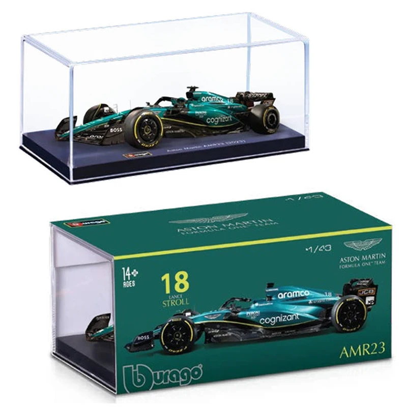 Bburago 1:43 애스턴 마틴 AMR23 F1 합금 자동차 모델, 포뮬러 레이싱 다이캐스트 장난감, 14 페르난도 알론소 2023