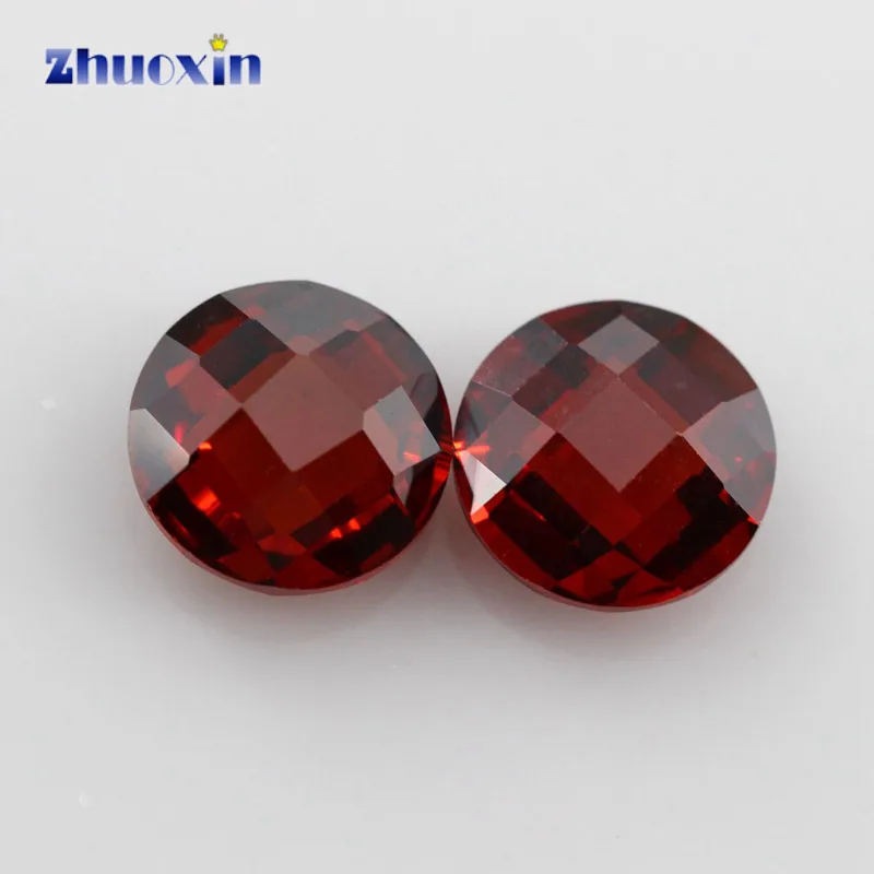 

Zircon Stone Garnet Cubic Zirconia Stone Round Shape Double Checkerboard Cut Loose CZ Stone Synthetic Gems For Jewelry 4~14mm