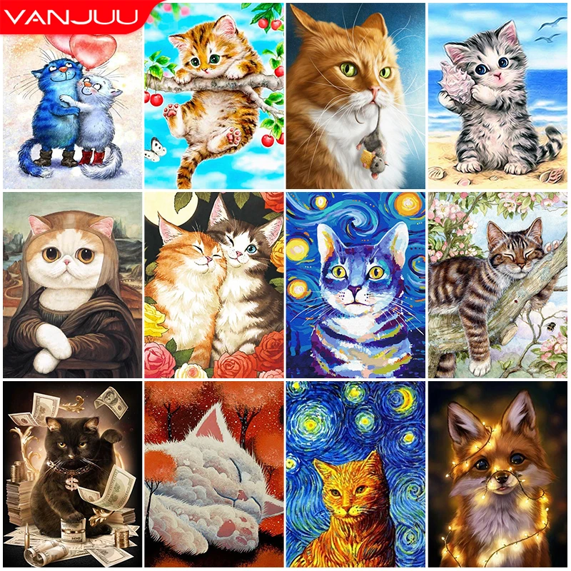 Cute Cartoon Cat 5D DIY Diamond Painting Embroidery Full Square