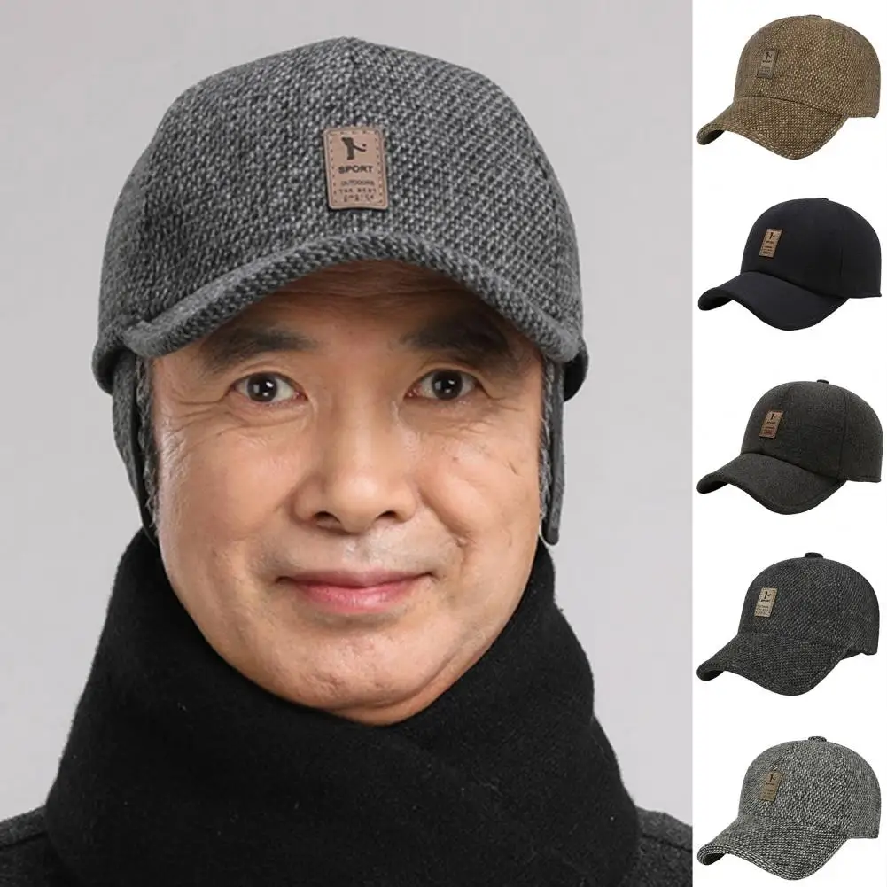 NewBaseballCapWoolenKnittedWinterEarCoverBaseballCapMen