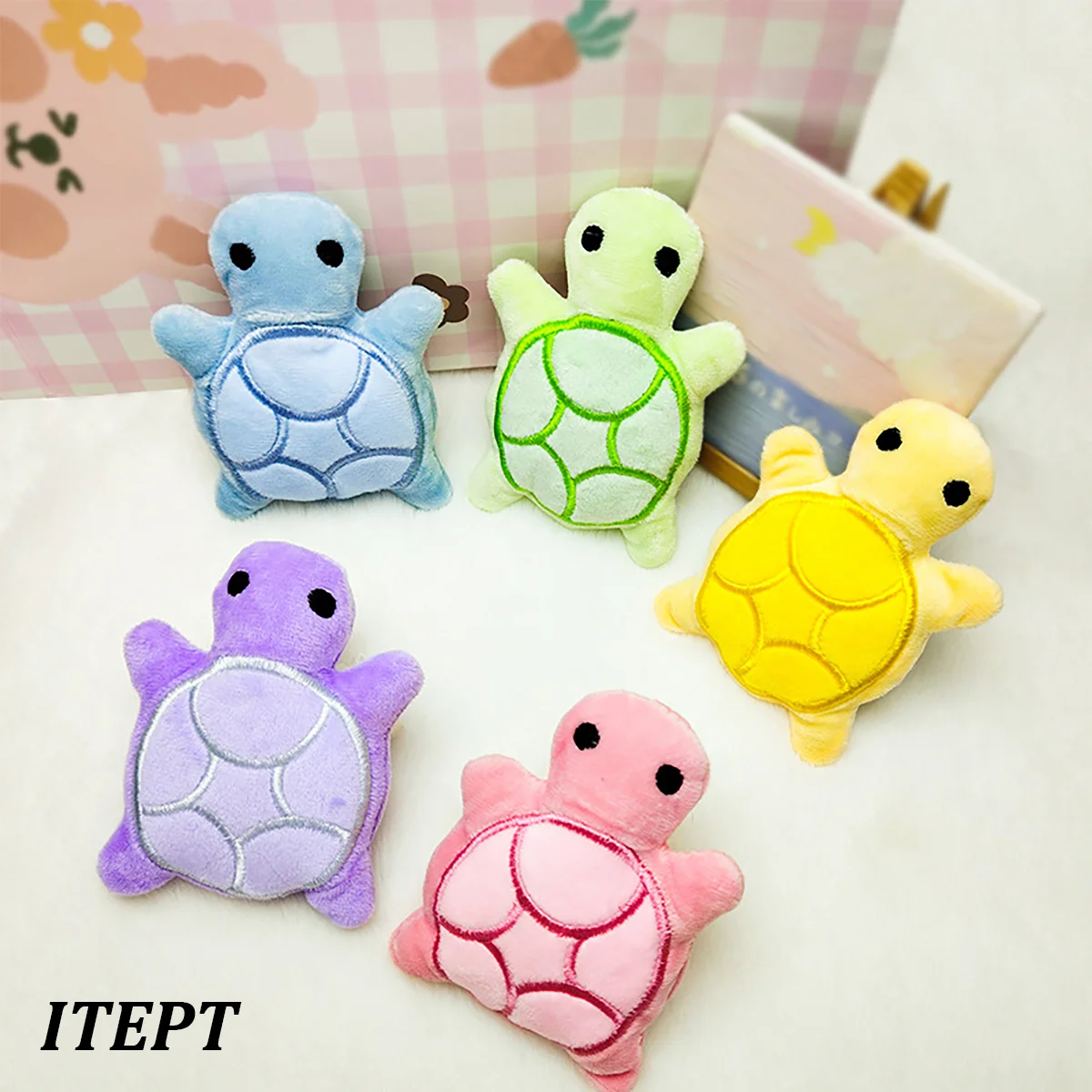 Mini cute turtle dog plush toy, squeaking dog teething sound toy, soft and safe, good for dental health, suitable for puppies 4