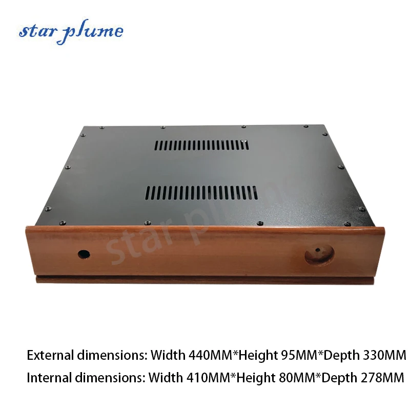 (440*95*330mm) Walnut Panel Iron Case Preamplifier Postamplifier Universal Paint Iron Amplifier Chassis Shell DIY Box