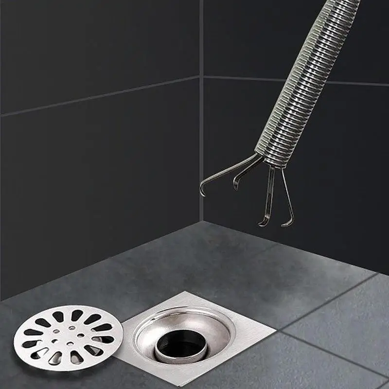 Sewer Unclogger Pipe Dredging Tool 4-Claw Drin Hose Unclogging Pickup Stick drain Unblocker Drain Reaching Assist Tool