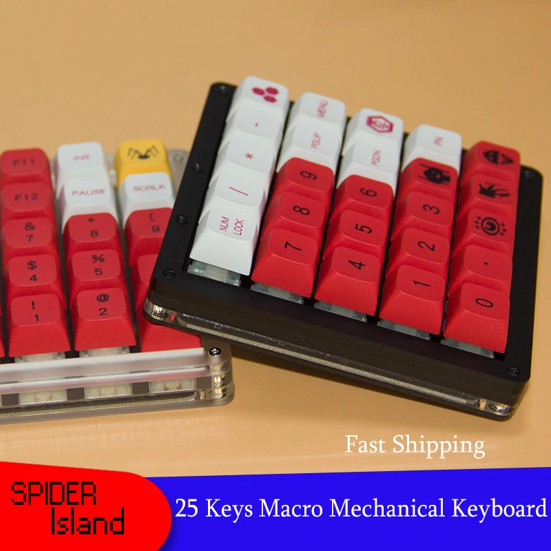Kit de Programação Qmk por Teclado Rgb 25 Teclas Iluminação Quente Configuração para Teclado Mecânico sem Teclas