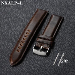 Vintage Genuine Cowhide Leather Quick Release Watch Strap - Premium Watchband Bracelet - 22mm (Dark brown)