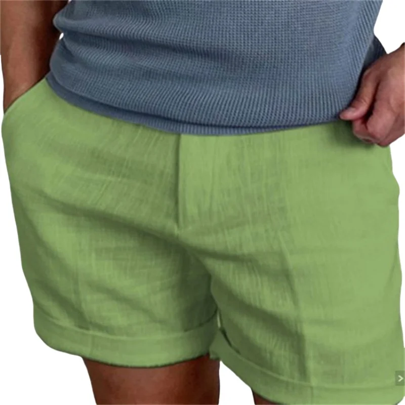 Men Summer Cotton Linen Shorts Breathable Running Gym Shorts Sport Basketball Shorts Beach Sweatpants Man Clothing Streetwear 3