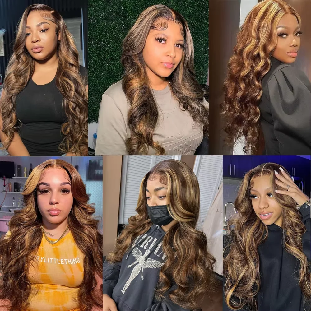 13x6 Highlight Wig Human Hair Honey Blonde Body Wave Lace Front Wig Brazilian Hair Wigs For Black Women 13x4 HD Lace Frontal Wig