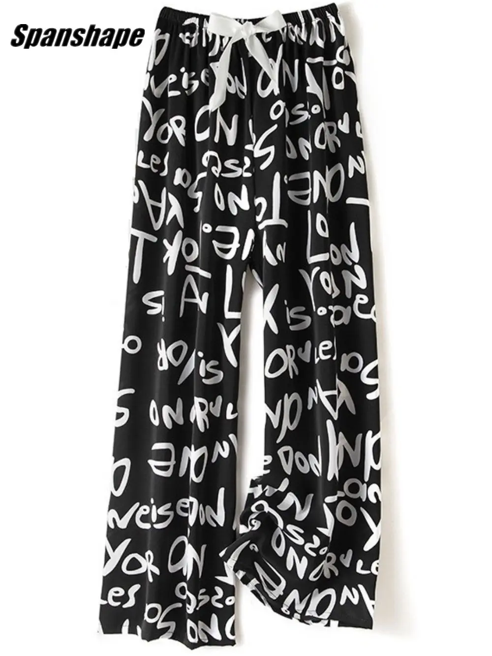 

Palazzo Tropical Floral Pants Casual Summer Ice Silk Print Pattern Wide Leg Homewear Elastic Waist Beach Pants Loungewear