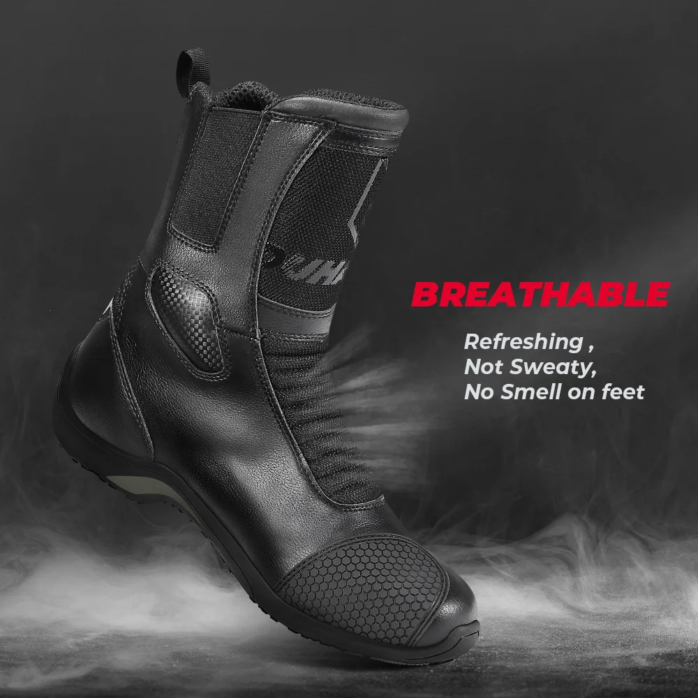 Men Motorcycle Leather Waterproof Boots