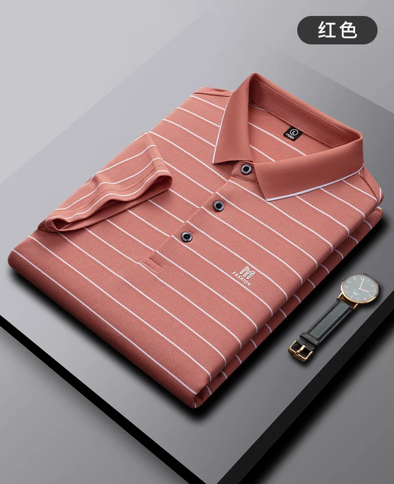 High-end fashion letter embroidery short-sleeved POLO shirt Men's casual T-shirt summer stripe business Paul shirt Men's wear 19 S300b4fb4a10149439733cd30730f701dZ