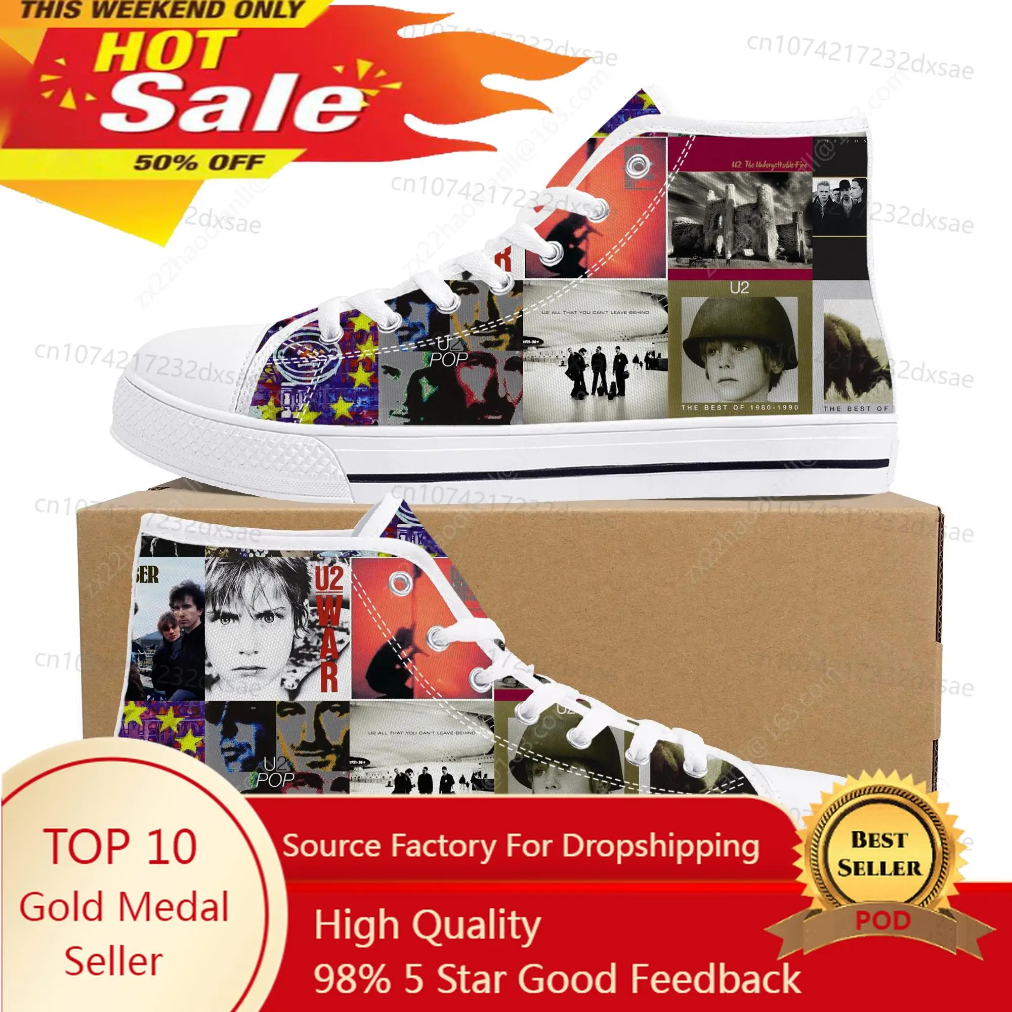 

U2 Rock Band Fashion punk High Top High Quality Sneakers Men Women Teenager Canvas Sneaker Casual Couple Shoes Custom Shoes