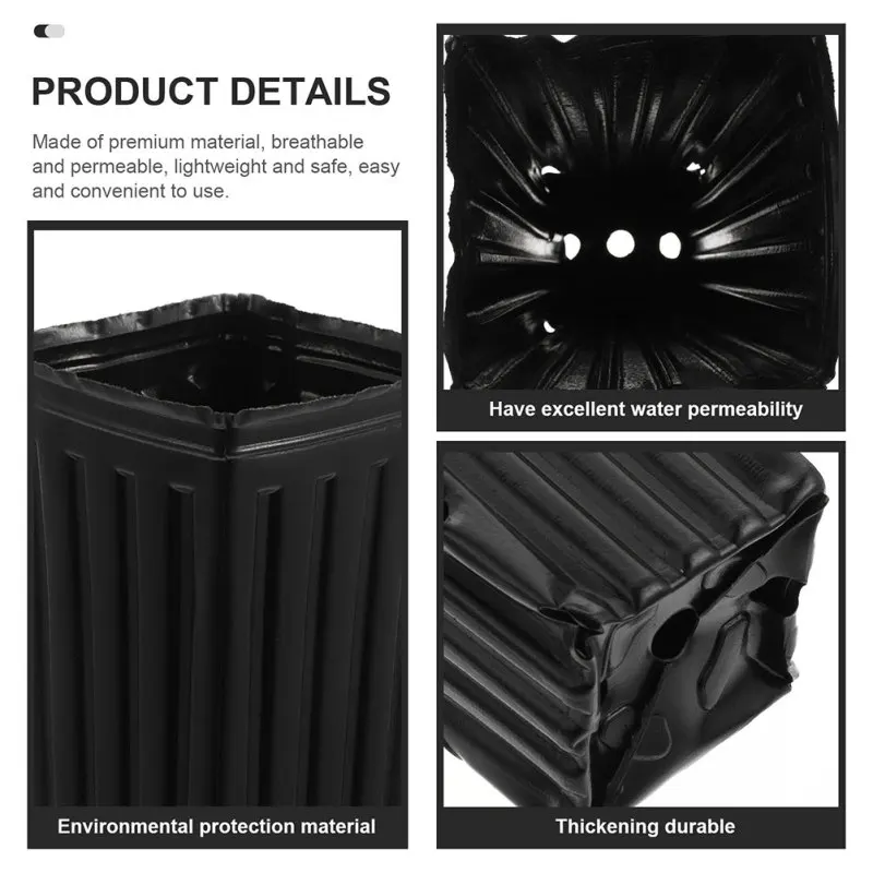 Description Picture 3 of item30 Pcs Seedling Bag Fruit Planting Premium Garden Bags Pots for Plants Square Mouth Growing Plastic Flower