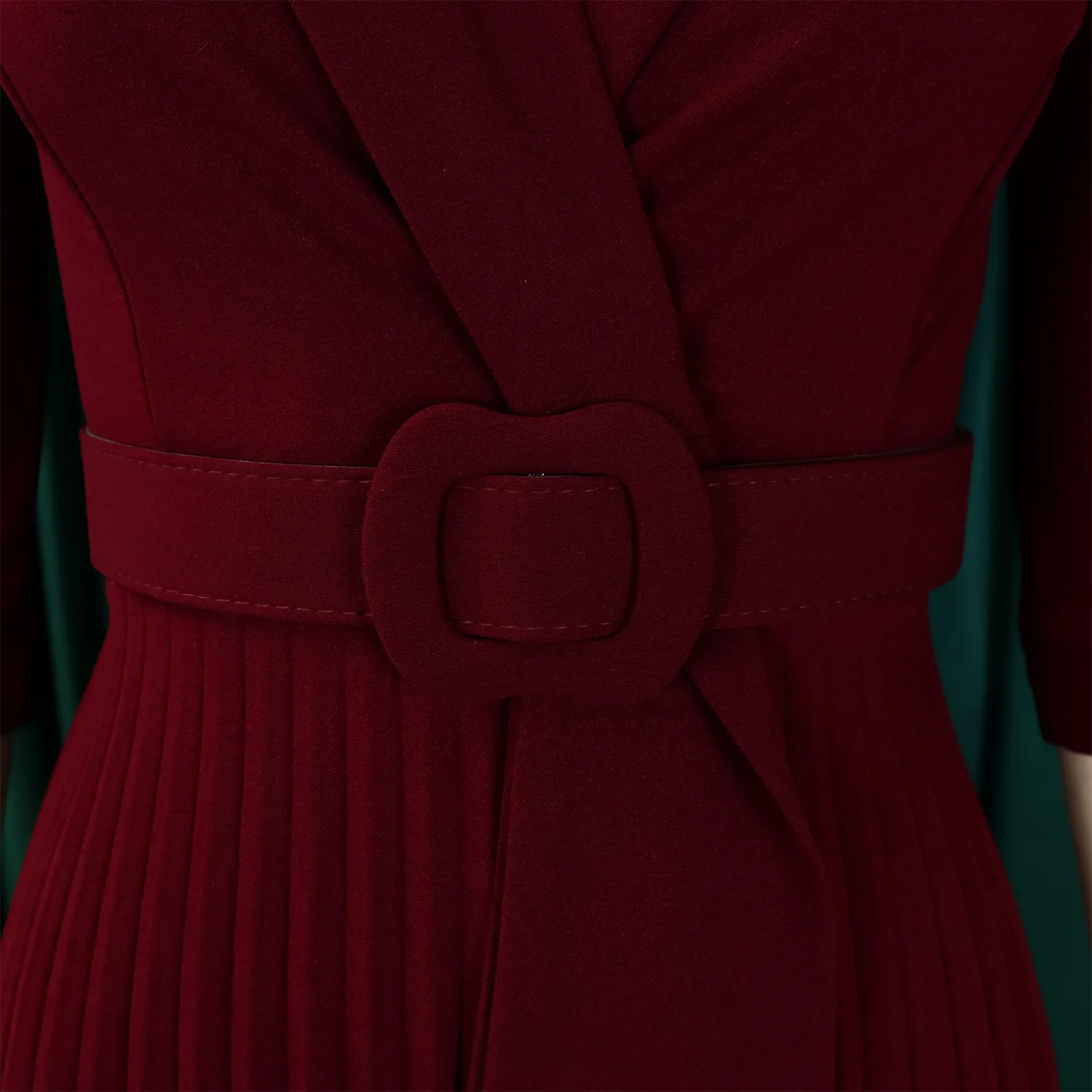 XIOCEAN Elegant Office Dresses Pleated for Woman Notched Collar Half Sleeve Belt Waisted Mid Calf Afircan Business New Robe