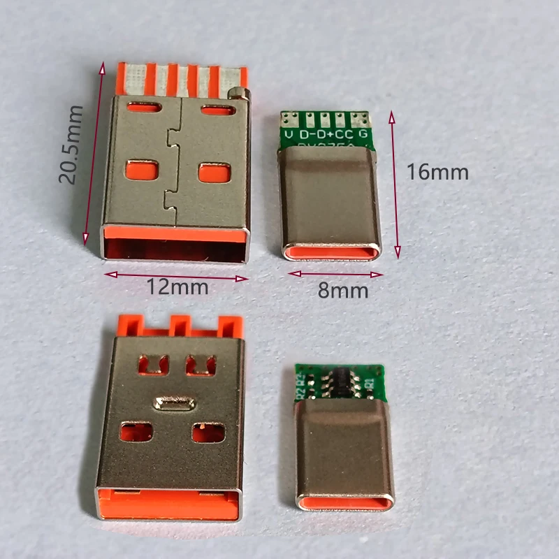 1-5세트 USB-A 남성-타입-C DIY 용접 키트 USB 고속 충전 커넥터 플러그 (휴대폰 케이블 수리용 OTG 데이터 충전 DIY 키트)