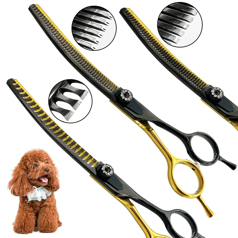 CurvedChunkerscissorsfordoggroomingcurveddogthinningscissors