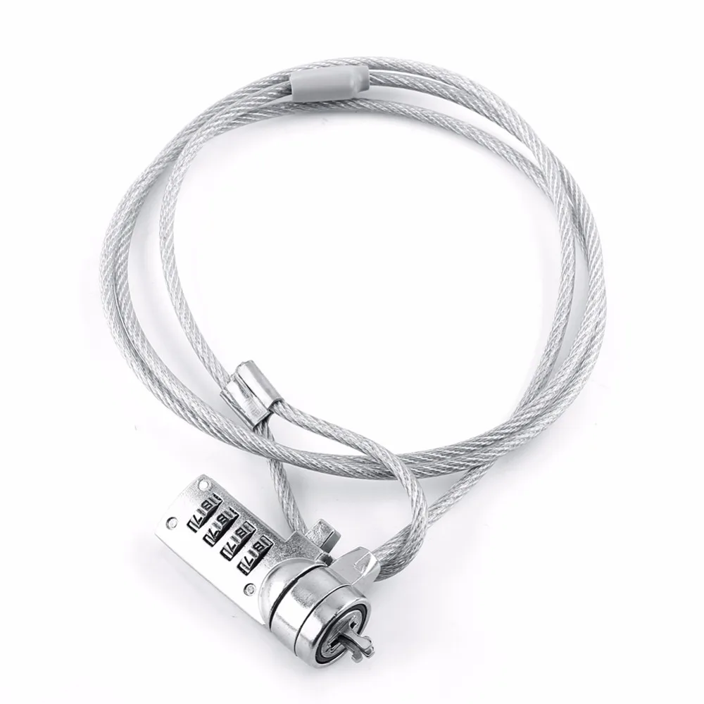 Laptop Combination Security Lock - 4 Digit Password, 110cm Steel Cable Theft Deterrent For Notebooks