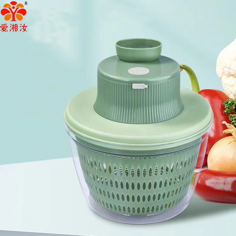 Multifunctional USB Electric Salad Spinner Dryer Vegetable Cutter Kitchen Accessories