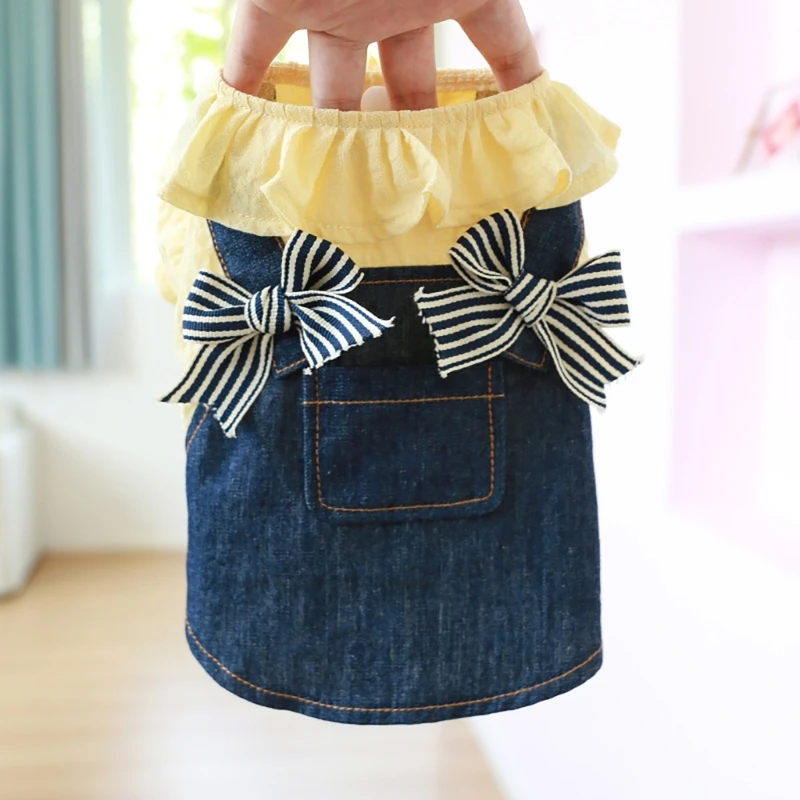 new Dogs Princess Dress Dogs Skirt Strap Dress For Girl Denims Puppies Dresses Clothing Dresses