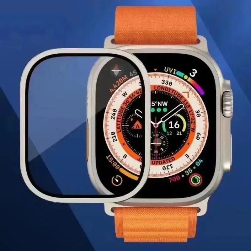 Gehärtetes Glas für Apple Watch Ultra 3 49 mm, Displayschutzfolie, kratzfeste Folie, Aluminium-Metallstoßstange für iWatch Ultra 2 1 49 mm – Detail 9